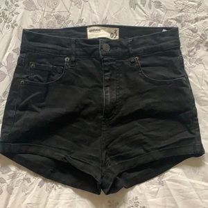 High Waisted Black Garage Shorts